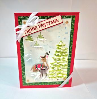 Weihnachtliche Verpackung - Leer - Moosgrün/Glutrot